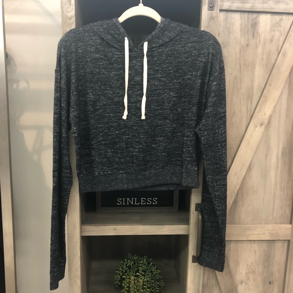 Soft Charcoal cropped hoodie